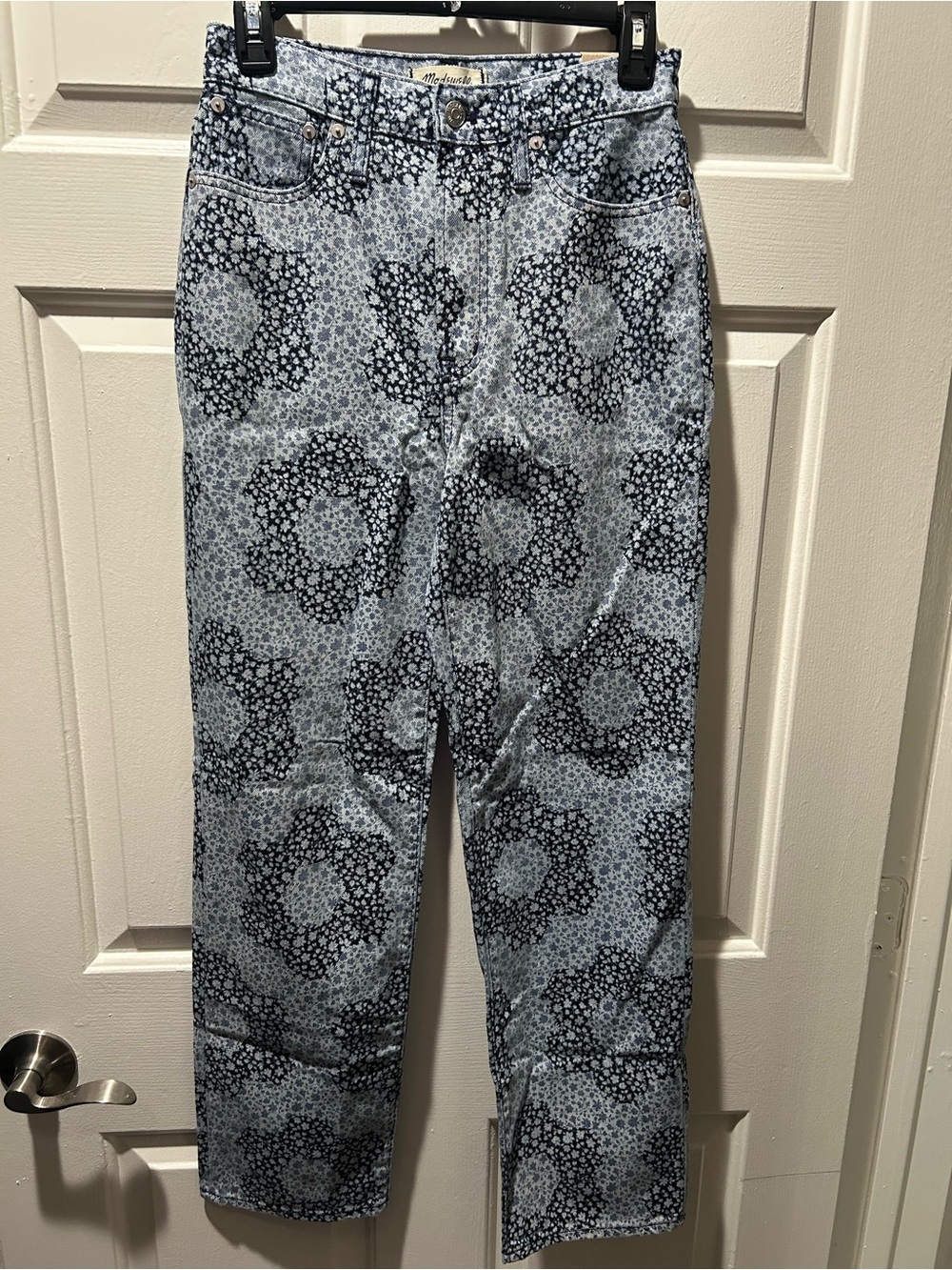 NWT Madewell The Perfect Vintage Baggy Straight Jeans in Quilted Floral Size 25